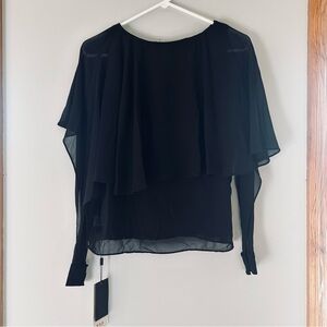 Black Blouse with Sheer Sleeves (NWT)